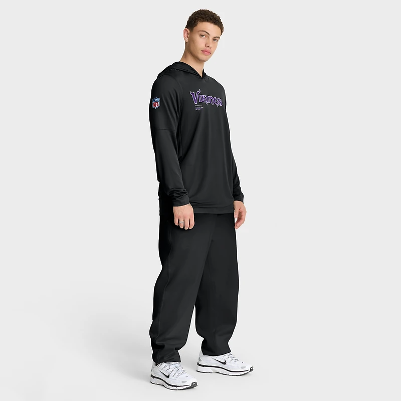 Men's Nike Black Minnesota Vikings Sideline Pure Fury Dri-FIT Long Sleeve Hoodie T-Shirt