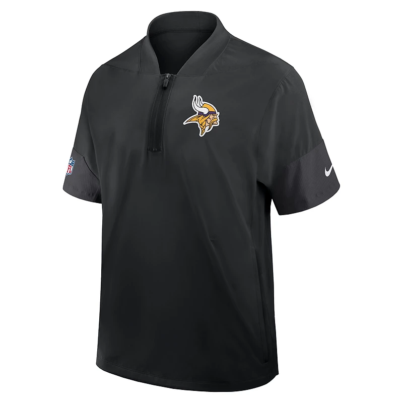 Men's Nike Black Minnesota Vikings Sideline Short Sleeve Quarter-Zip Dri-FIT Coach Jacket