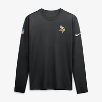 T-shirt à manches longues Nike Legend Dri-FIT noir Minnesota Vikings Sideline avec petit logo pour homme