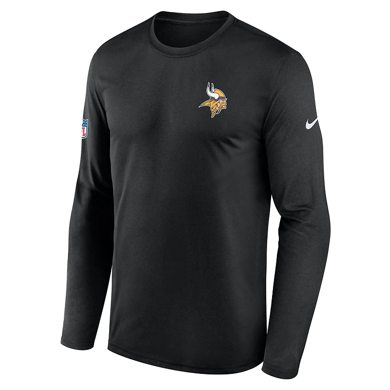 Men's Nike Black Minnesota Vikings Sideline Small Logo Legend Dri-FIT Long Sleeve T-Shirt