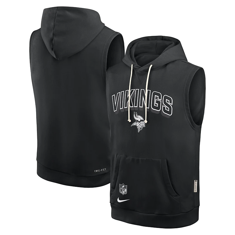 Men's Nike Black Minnesota Vikings Sideline Standard Issue Dri-FIT Sleeveless Hoodie