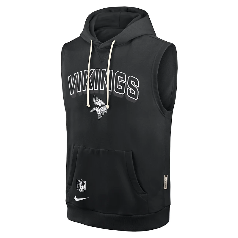 Sweat à capuche sans manches Nike Minnesota Vikings Sideline Standard Issue Dri-FIT noir pour homme