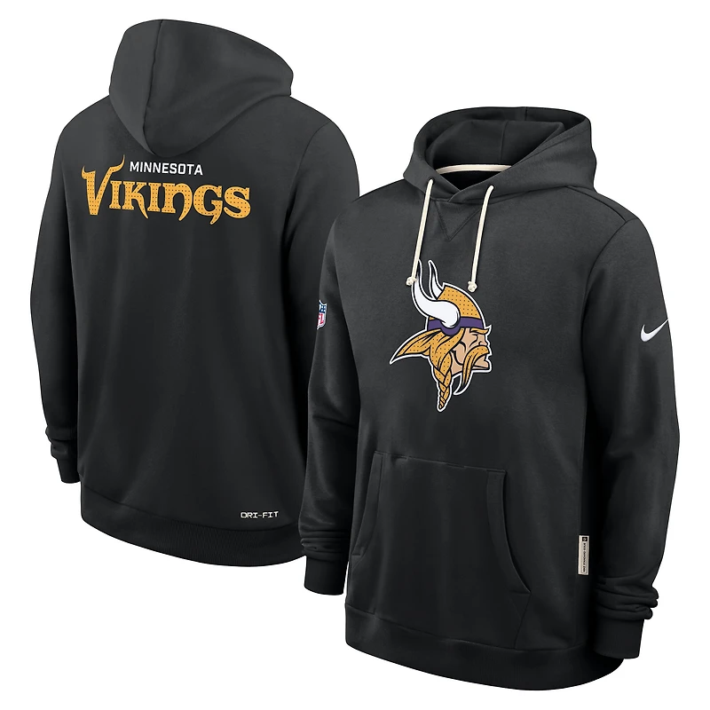 Sweat à capuche Nike noir Minnesota Vikings Sideline Standard Issue Initial Home Dri-FIT pour homme