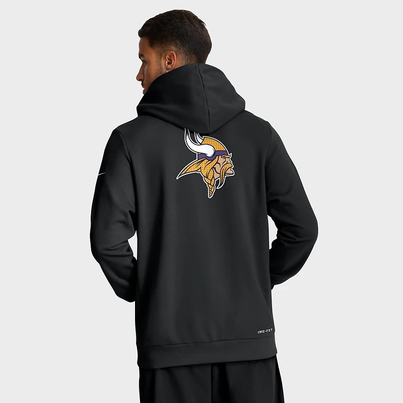 Sweat à capuche Nike noir fermeture éclair intégrale Minnesota Vikings Sideline Standard Issue Utility Player Dri-FIT pour homme