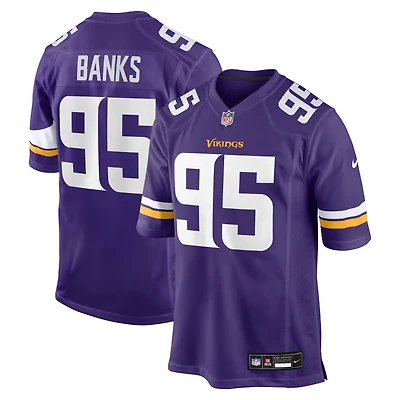Men's Nike Caleb Banks Purple Minnesota Vikings 2026 NFL Draft First Round Pick No. 18 Team Game Jersey
