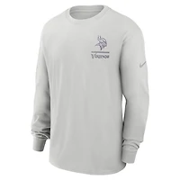 T-shirt à manches longues Nike gris Minnesota Vikings Essential Heavy Max90 pour homme