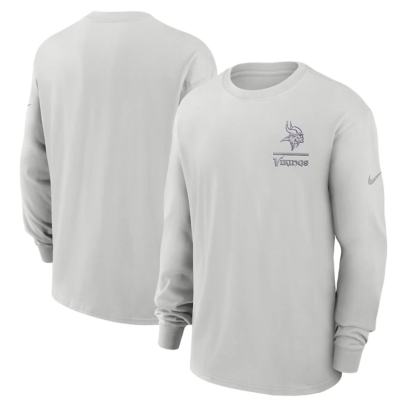 T-shirt à manches longues Nike gris Minnesota Vikings Essential Heavy Max90 pour homme