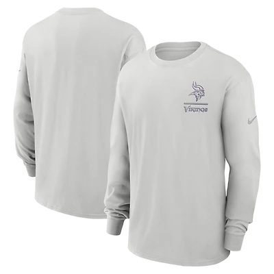 T-shirt à manches longues Nike gris Minnesota Vikings Essential Heavy Max90 pour homme