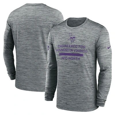 T-shirt Nike gris à manches longues pour homme, coupe Sideline Velocity Performance