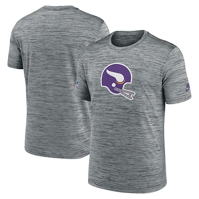 T-shirt Nike gris Minnesota Vikings Sideline Velocity Throwback Logo Dri-FIT pour homme