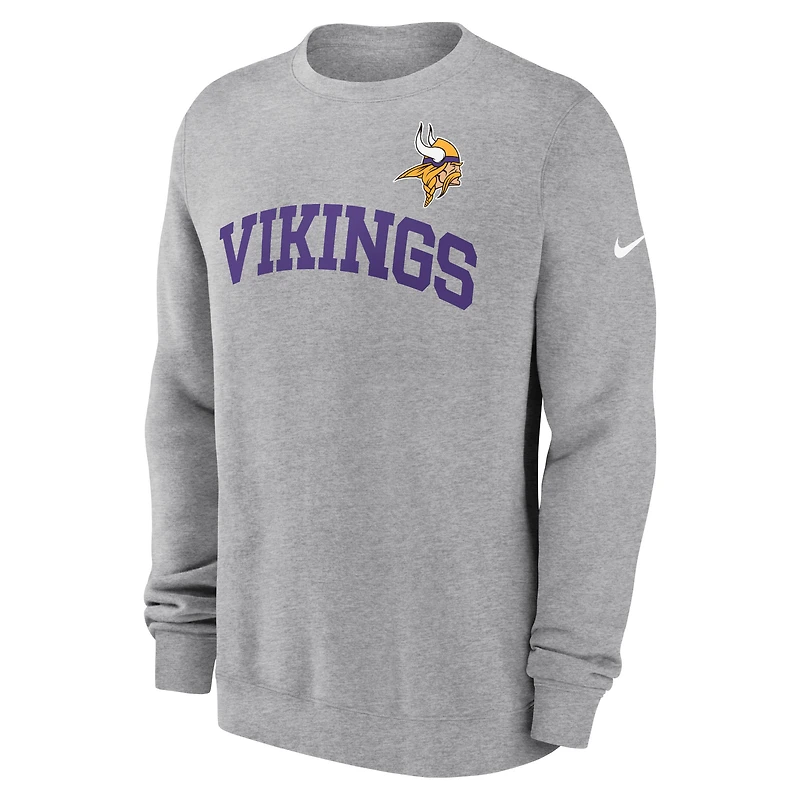 Sweat-shirt à capuche Nike gris chiné Minnesota Vikings Club pour homme