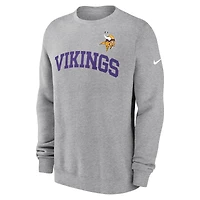 Sweat-shirt à capuche Nike gris chiné Minnesota Vikings Club pour homme