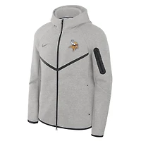 Men's Nike Heather Gray Minnesota Vikings Tech Fleece Raglan Full-Zip Windrunner Hoodie
