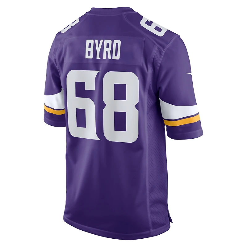 Maillot de match l'équipe Nike Henry Byrd violet des Minnesota Vikings pour hommes