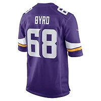Maillot de match l'équipe Nike Henry Byrd violet des Minnesota Vikings pour hommes