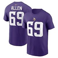 T-shirt Nike violet Jared Allen pour homme, joueur retraité des Vikings du Minnesota, avec nom et numéro