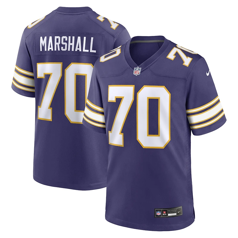 Maillot Nike Jim Marshall violet pour homme, joueur retraité des Vikings du Minnesota, match alternatif