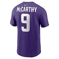 Men's Nike J.J. McCarthy Purple Minnesota Vikings  Name & Number T-Shirt