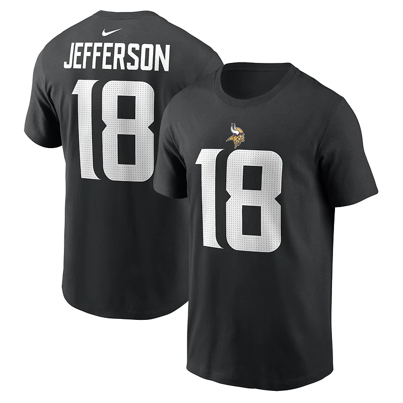 Men's Nike Justin Jefferson Black Minnesota Vikings Name & Number T-Shirt