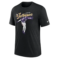 T-shirt Nike Justin Jefferson pour homme, noir chiné, motif joueur des Vikings du Minnesota
