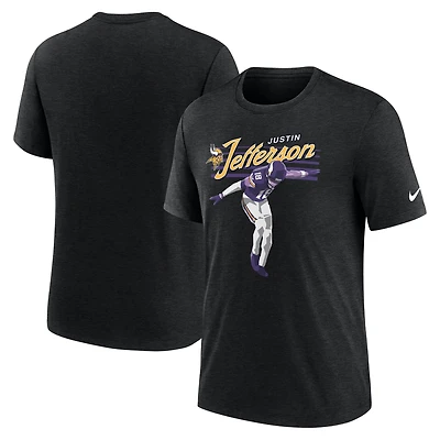 T-shirt Nike Justin Jefferson pour homme, noir chiné, motif joueur des Vikings du Minnesota