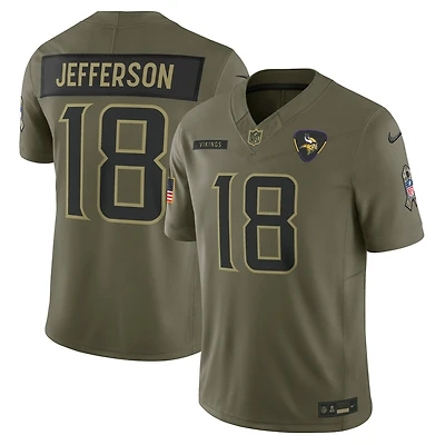 Men's Nike Justin Jefferson Olive Minnesota Vikings 2025 Salute to Service Limited Jersey