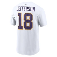 T-shirt Nike Justin Jefferson pour homme avec nom et numéro des Minnesota Vikings blanc