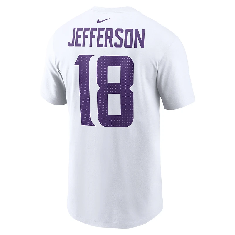 T-shirt Nike Justin Jefferson pour hommes, blanc, nom et numéro du joueur des Vikings Minnesota