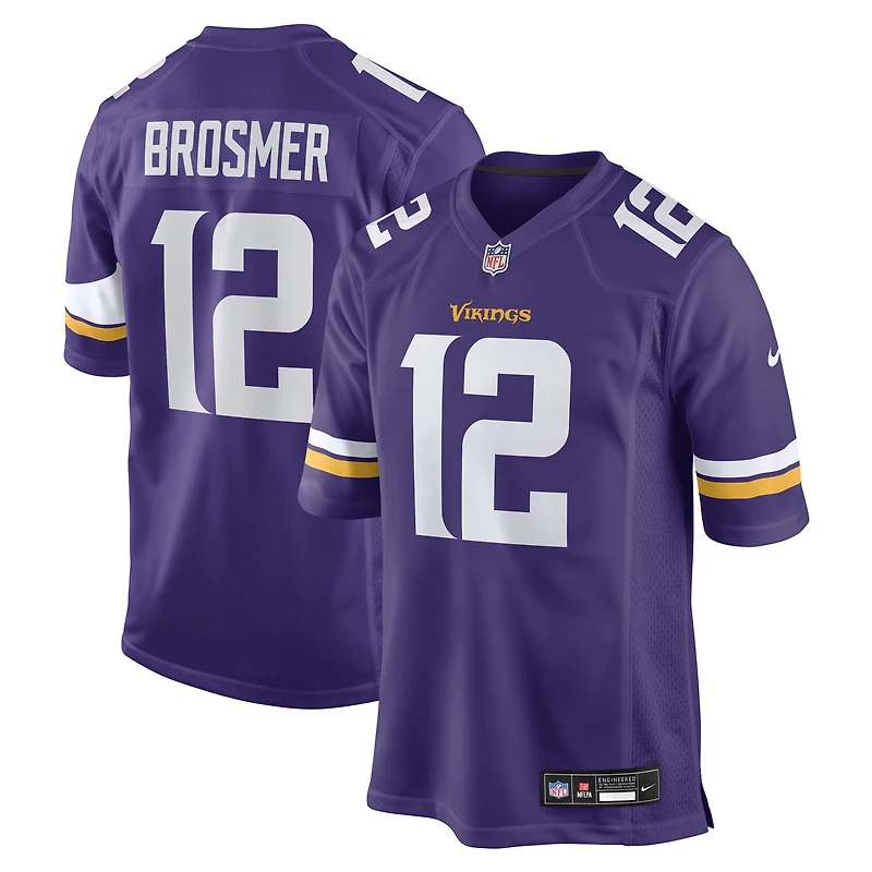 Maillot de match l'équipe Nike Max Brosmer violet des Minnesota Vikings pour hommes