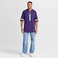 Maillot de match Nike numéro 1 Groom violet des Minnesota Vikings pour hommes