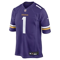 Men's Nike Number 1 Groom Purple Minnesota Vikings Game Jersey