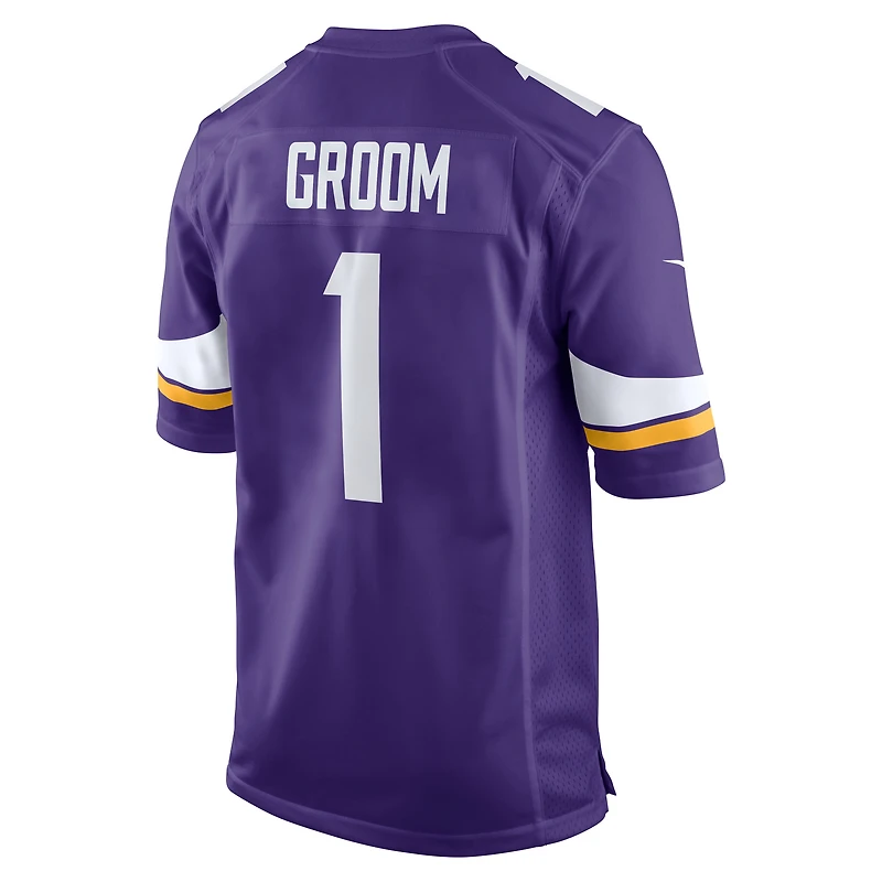 Men's Nike Number 1 Groom Purple Minnesota Vikings Game Jersey
