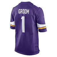 Men's Nike Number 1 Groom Purple Minnesota Vikings Game Jersey