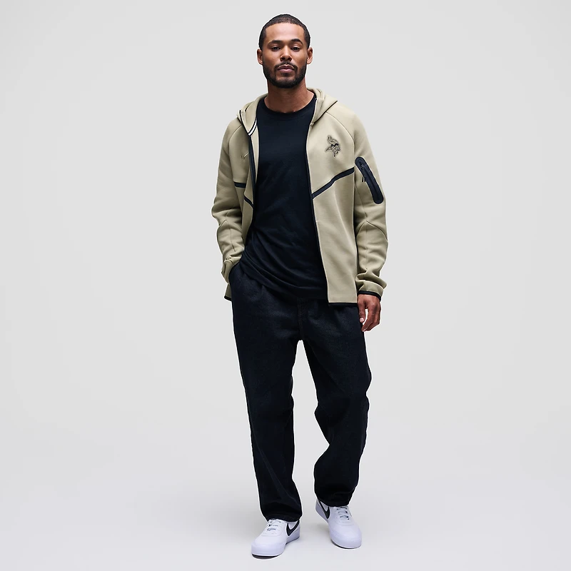 Sweat à capuche zippé Nike Tech Fleece raglan pour homme, couleur olive, Minnesota Vikings