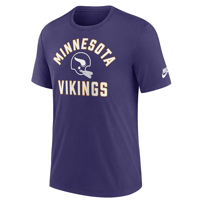T-shirt Nike violet pour homme, motif tri-mélange des Vikings du Minnesota, avec chronologie favorable