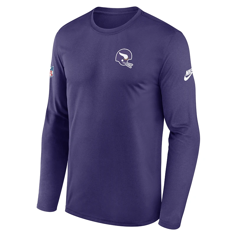 T-shirt Nike violet à manches longues et petit logo Dri-FIT des Vikings du Minnesota pour homme