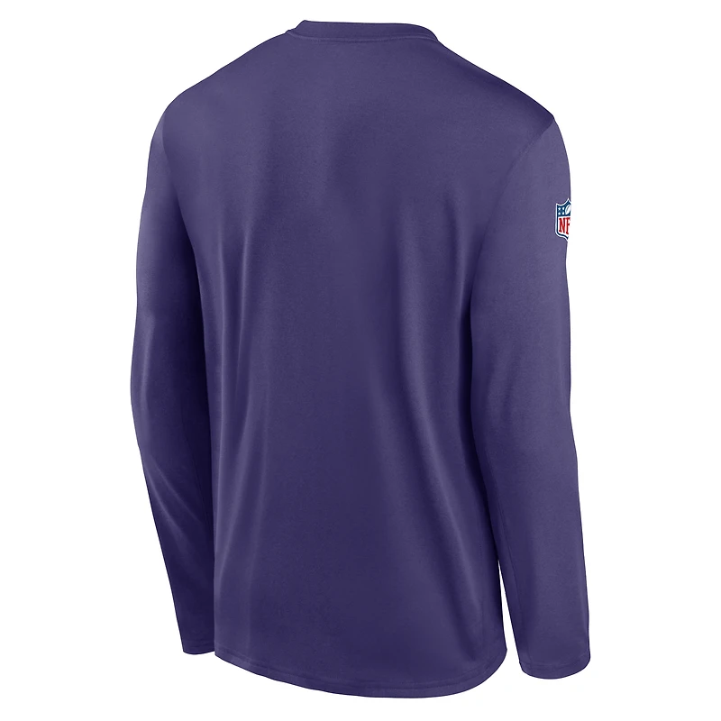 T-shirt Nike violet à manches longues et petit logo Dri-FIT des Vikings du Minnesota pour homme