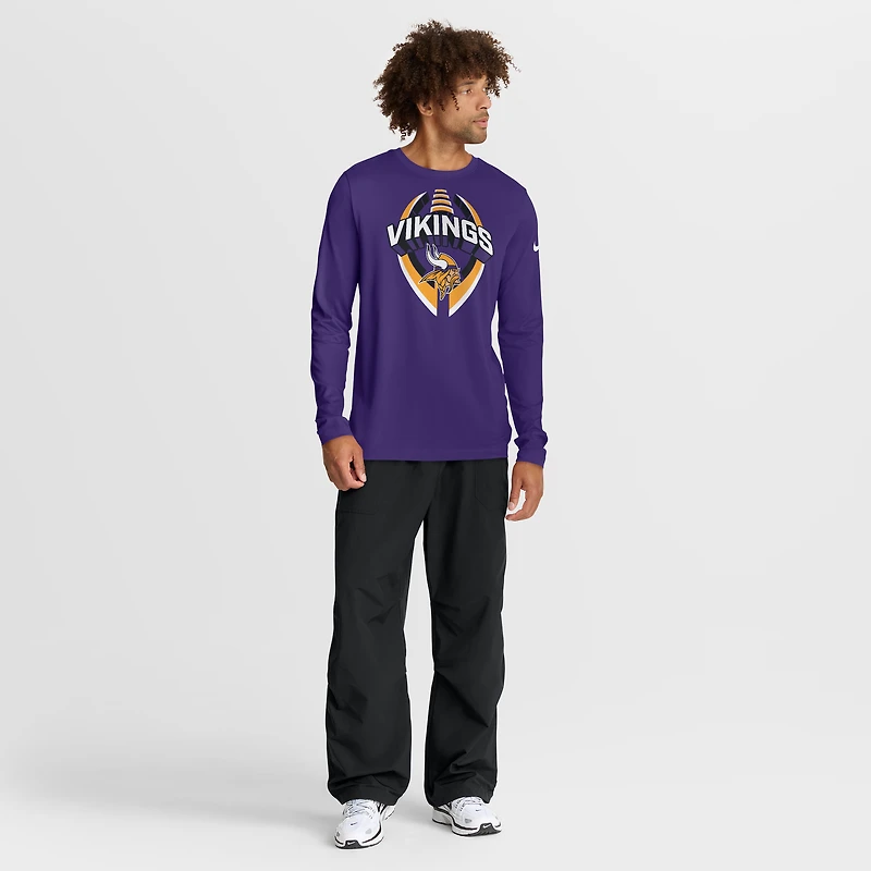T-shirt Nike violet à manches longues pour homme, Minnesota Vikings Primetime Legend Icon Performance