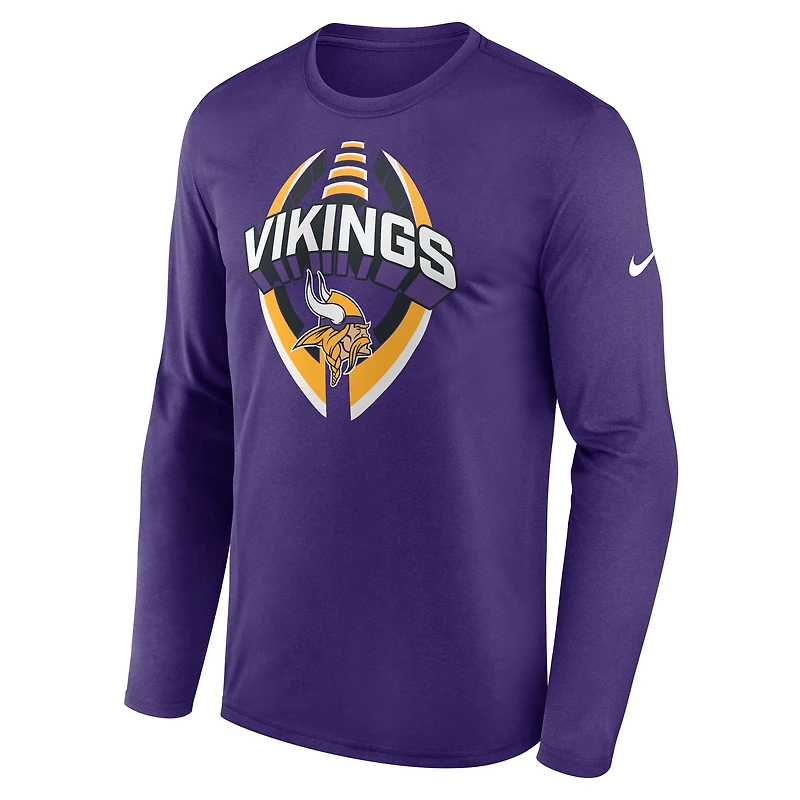 T-shirt Nike violet à manches longues pour homme, Minnesota Vikings Primetime Legend Icon Performance