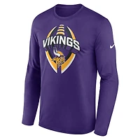 T-shirt Nike violet à manches longues pour homme, Minnesota Vikings Primetime Legend Icon Performance