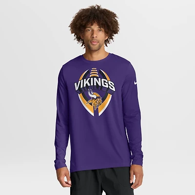 T-shirt Nike violet à manches longues pour homme, Minnesota Vikings Primetime Legend Icon Performance