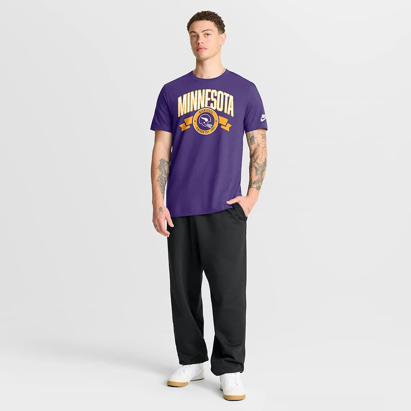 T-shirt Nike violet pour homme Minnesota Vikings Rewind Hit Essential avant et arrière