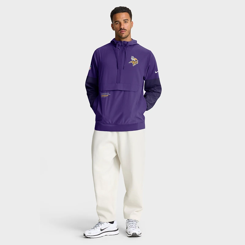 Men's Nike Purple Minnesota Vikings Sideline Anorak Half-Zip Hoodie Jacket