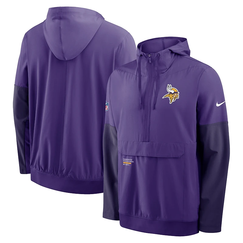 Men's Nike Purple Minnesota Vikings Sideline Anorak Half-Zip Hoodie Jacket