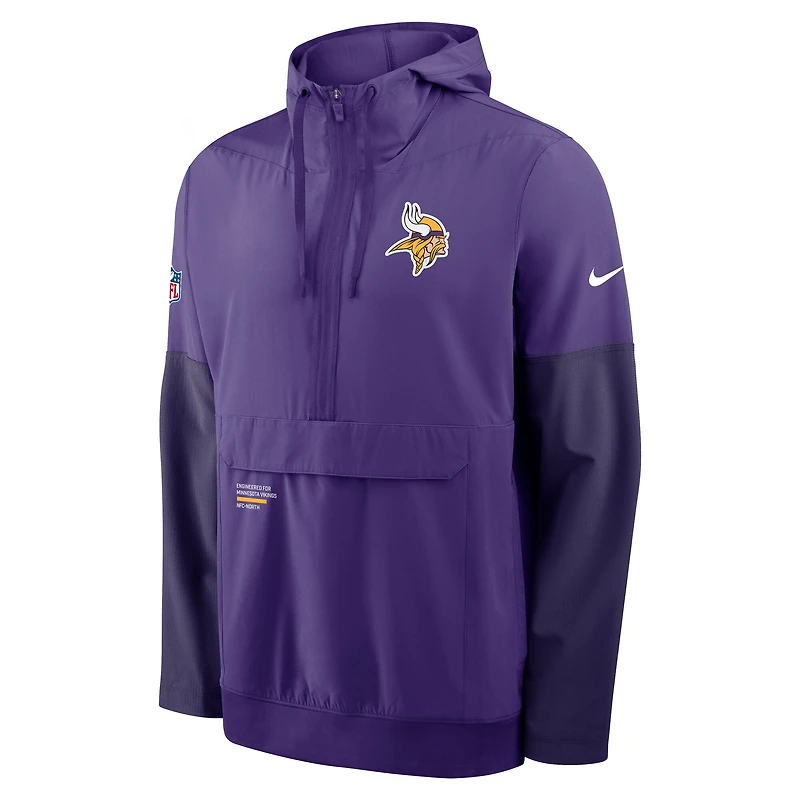 Men's Nike Purple Minnesota Vikings Sideline Anorak Half-Zip Hoodie Jacket