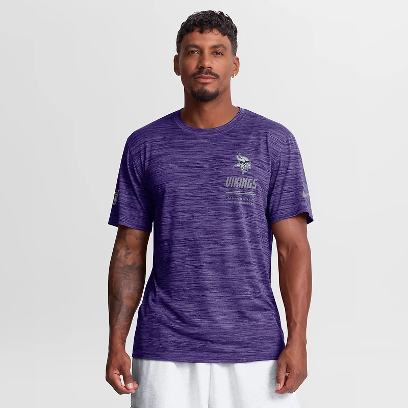 T-shirt Nike violet Minnesota Vikings Sideline Double Covered Dri-FIT Velocity pour homme