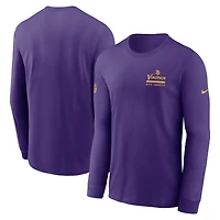 T-shirt à manches longues Nike pour homme, violet, Minnesota Vikings, Sideline Dri-FIT