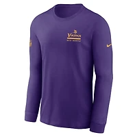 T-shirt à manches longues Nike pour homme, violet, Minnesota Vikings, Sideline Dri-FIT
