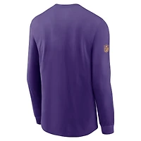 T-shirt à manches longues Nike pour homme, violet, Minnesota Vikings, Sideline Dri-FIT
