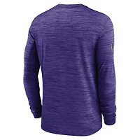T-shirt à manches longues Nike pour homme, violet, Minnesota Vikings, Sideline Offensive Transition Velocity Dri-FIT